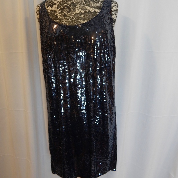 Laundry By Design Navy Sequin Dress Size 10 - Picture 1 of 5